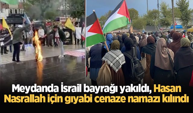 Meydanda İsrail bayrağı yakıldı, Hasan Nasrallah için gıyabi cenaze namazı kılındı