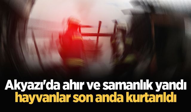 Akyazı'da ahır ve samanlık yandı, hayvanlar son anda kurtarıldı