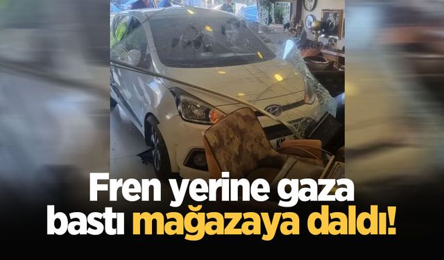 Fren yerine gaza bastı mağazaya daldı!