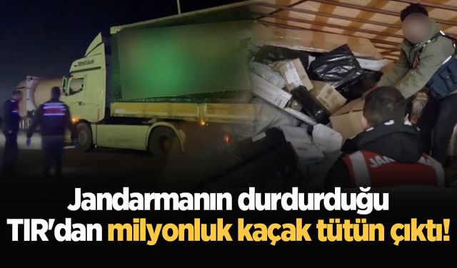 Jandarmanın durdurduğu TIR'dan milyonluk kaçak tütün çıktı!