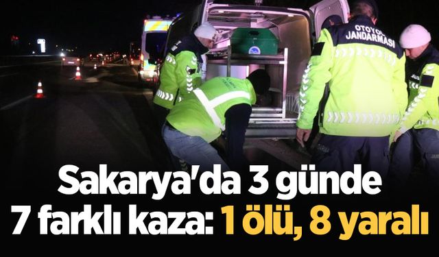 Sakarya'da 3 günde 7 farklı kaza: 1 ölü, 8 yaralı