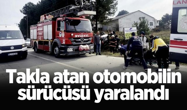 Karasu'da takla atan otomobilin sürücüsü yaralandı