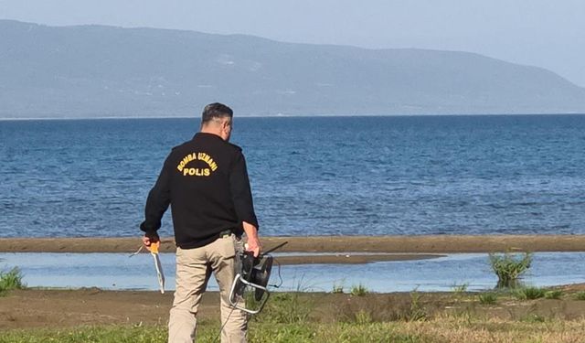 Göl kenarında patlamamış top mermisi bulundu