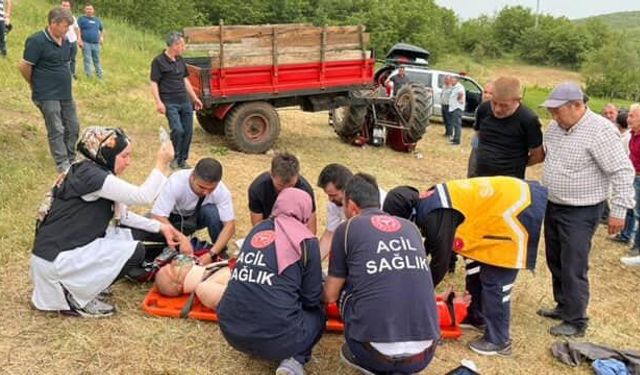 Traktörün altında kalan sürücü ağır yaralandı