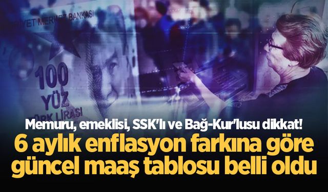 Memur, emekli, SSK, Bağ-Kur... 6 aylık enflasyon farkına göre güncel maaş tablosu belli oldu