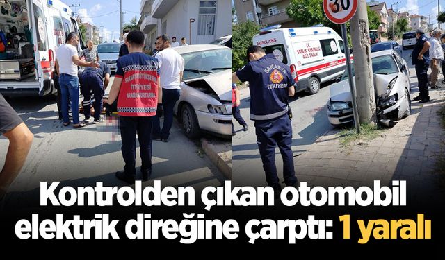 Kontrolden çıkan otomobil, elektrik direğine çarptı: 1 yaralı