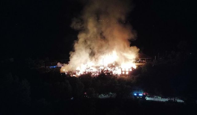 Bolu'da feci yangın: 2 ev ile 10 samanlık alevlere teslim oldu