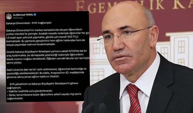 CHP'li Tanal'dan 'Sakarya'da KYK mağduriyeti' paylaşımı