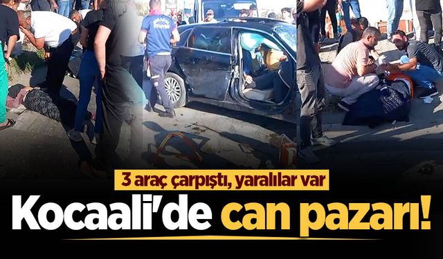 Kocaali'de can pazarı! 3 araç çarpıştı, yaralılar var