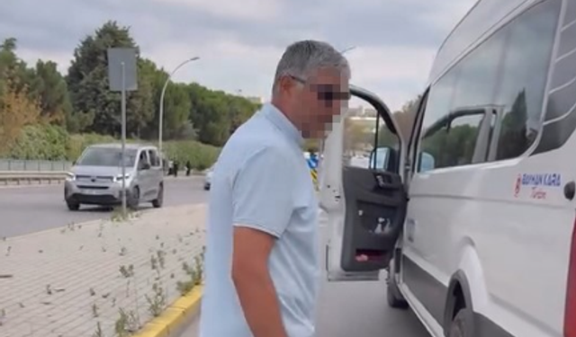 Servis şoföründen sürücüye tehdit: "Nefesini keserim"