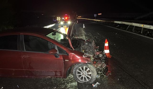 Sakarya-Düzce sınırında  otomobil bariyerlere çarptı: 1 yaralı