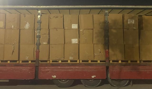 Sahte belgeli tırdan tonlarca kaçak tütün ele geçirildi