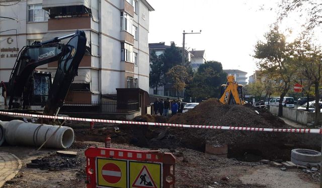 Altyapı çalışması sırasında doğalgaz borusu patladı