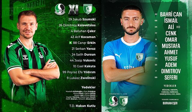 Sakaryaspor-Bodrumspor maçı öncesi 11’ler belli oldu