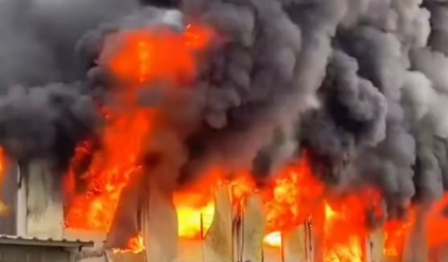 Şehir hastanesi şantiyesindeki yangınla ilgili yeni görüntüler