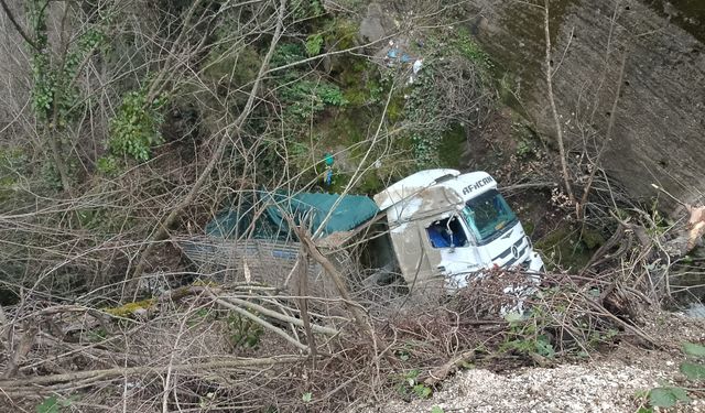 Şarampoler uçan tırın sürücüsü yaralandı