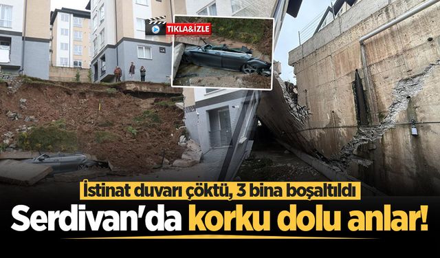 Serdivan'da korku dolu anlar! İstinat duvarı çöktü, 3 bina boşaltıldı