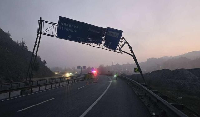 Damperi açılan tır trafik levhasına çarptı: 1 yaralı