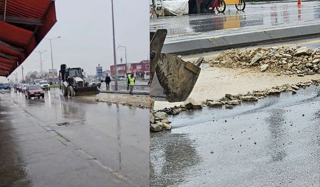 Kamyondan dökülen moloz parçaları trafiği aksattı