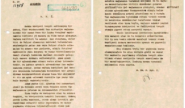 MİT’ten 1940 tarihli "acele" ibareli şüpheli takibi belgesi paylaşıldı