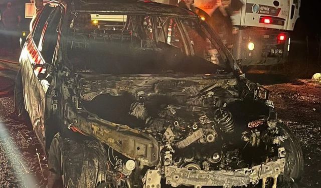 Sakarya'dan Ankara'ya giden otomobil alev alev yandı