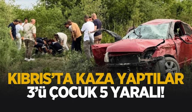 Kıbrıs'ta kaza yaptılar; 5 yaralı