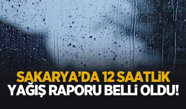 Sakarya'nın 12 saatlik yağış raporu