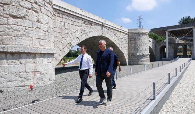 Başkan Çelik festival öncesi Justinianus Köprüsü'nü inceledi