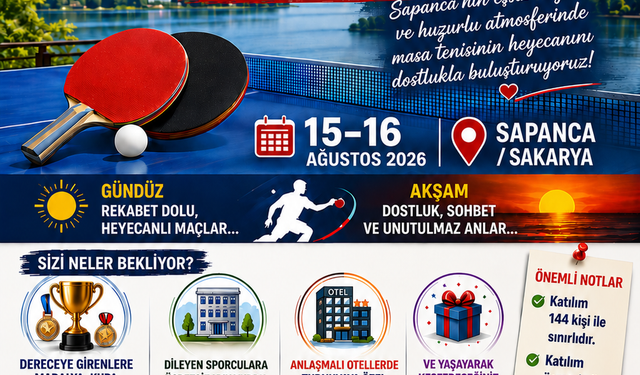 Ulusal Sapanca Veteran Masa Tenisi Turnuvası için geri sayım başladı