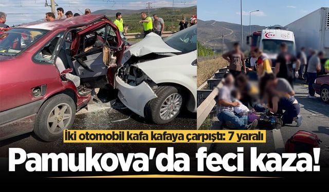 Pamukova'da feci kaza! İki otomobil kafa kafaya çarpıştı: 7 yaralı