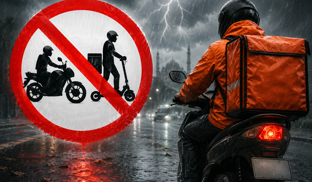 Komşuda kuvvetli yağış öncesi motosikletlere trafik yasağı