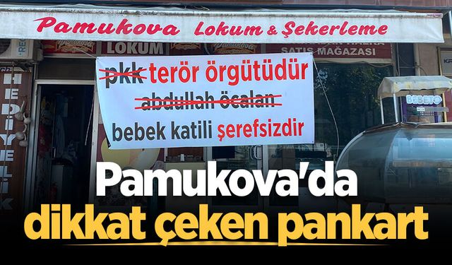 Pamukova'da dikkat çeken pankart