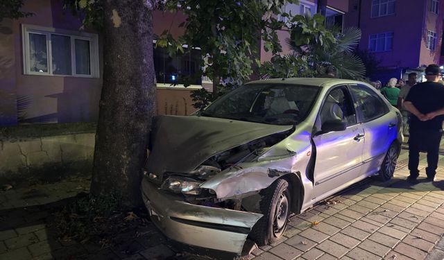 Otomobil ağaca çarptı