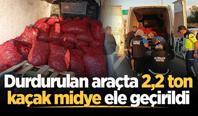 Durdurulan araçta 2,2 ton kaçak midye ele geçirildi