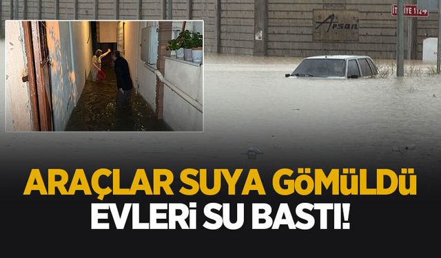 Otomobil suya gömüldü, evleri su bastı