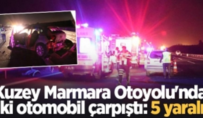 Kuzey Marmara Otoyolu'nda iki otomobil çarpıştı: 5 yaralı