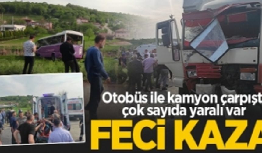 Feci kaza! Otobüs ile kamyon çarpıştı, çok sayıda yaralı var