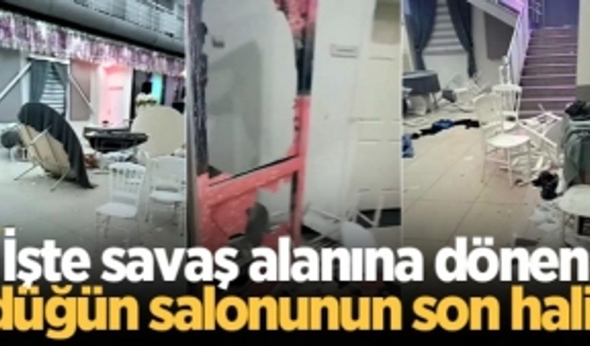 İşte savaş alanına dönen düğün salonunun son hali!