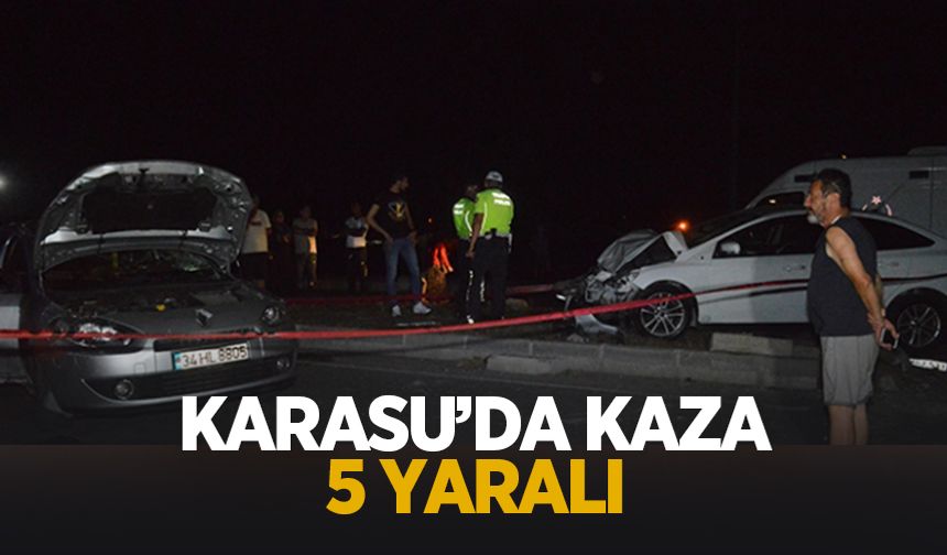 Karasu'da otomobiller çarpıştı: 5 yaralı