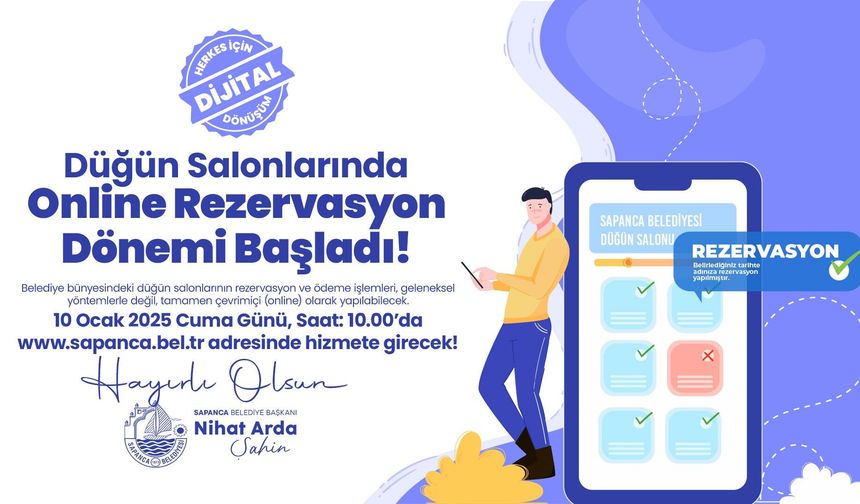 Sapanca Belediyesi düğün salonlarında online rezervasyon dönemi başlıyor