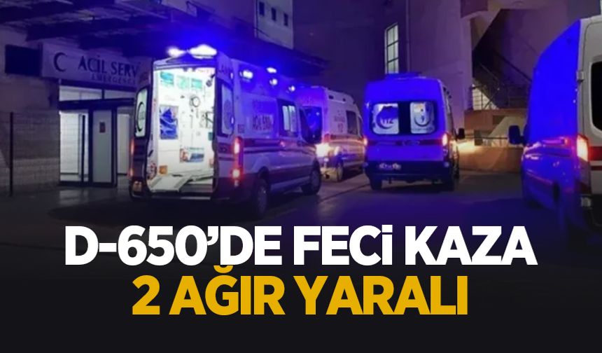 Tıra çarpan araçtaki 2 kişi ağır yaralandı