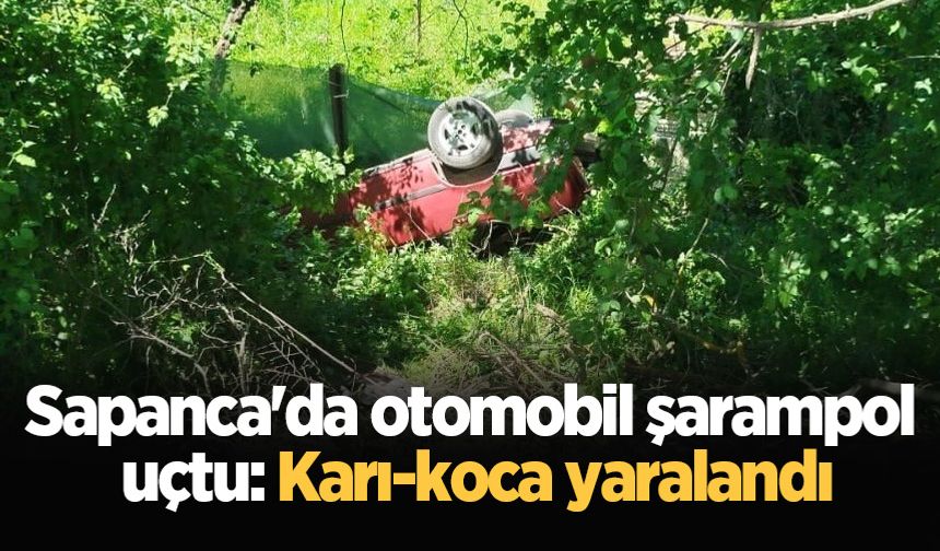 Sapanca'da otomobil şarampole uçtu: Karı-koca yaralandı