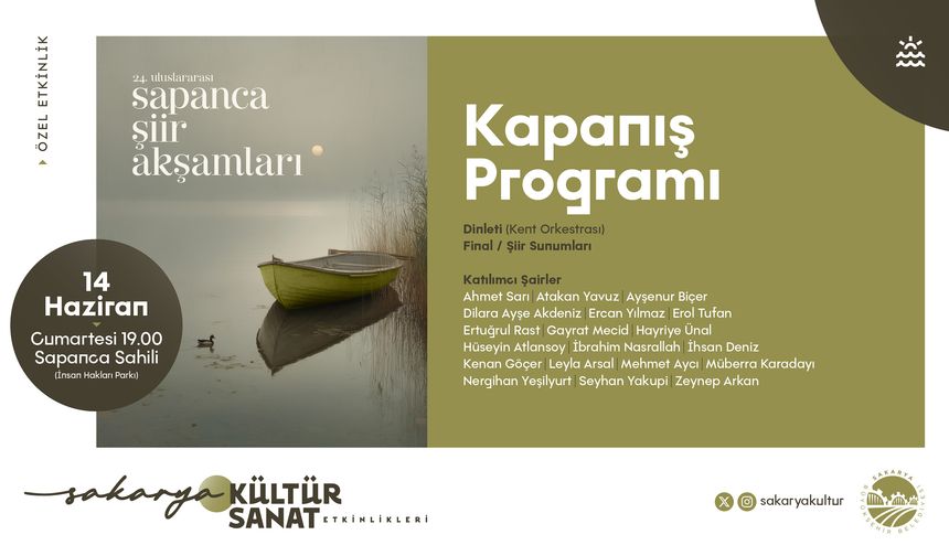 24. Uluslararası Sapanca Şiir Akşamları Sapanca’da final yapacak