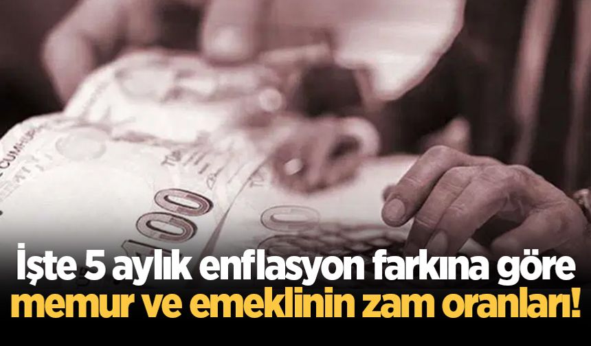 Memur ve emeklinin 5 aylık enflasyon farkı belli oldu