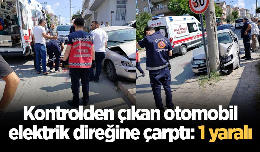 Kontrolden çıkan otomobil, elektrik direğine çarptı: 1 yaralı