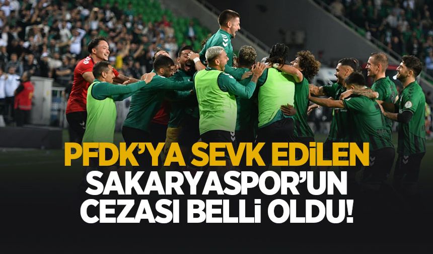 Sakaryaspor'un cezası belli oldu!