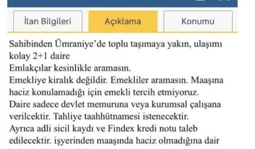 Tepki çeken ilana ceza!