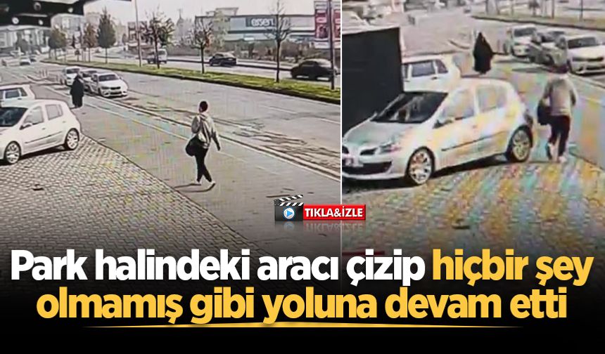 Park halindeki aracı çizip hiçbir şey olmamış gibi yoluna devam etti