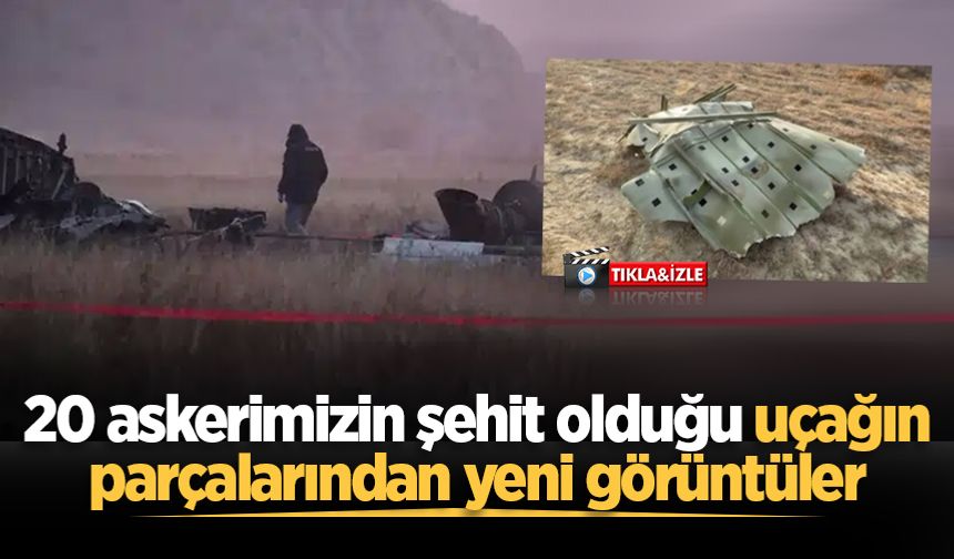 Gürcistan'da düşen TSK'ya ait kargo uçağının parçalarından yeni görüntüler