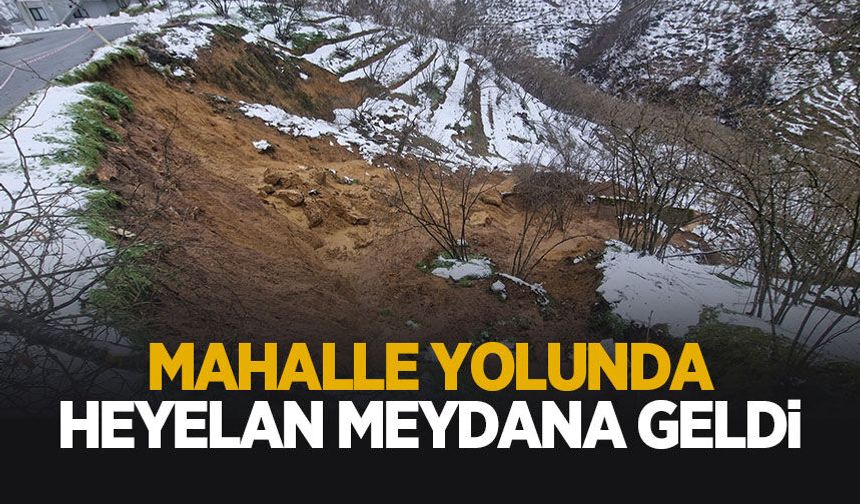 Kar yağışı sonrası mahalle yolunda heyelan